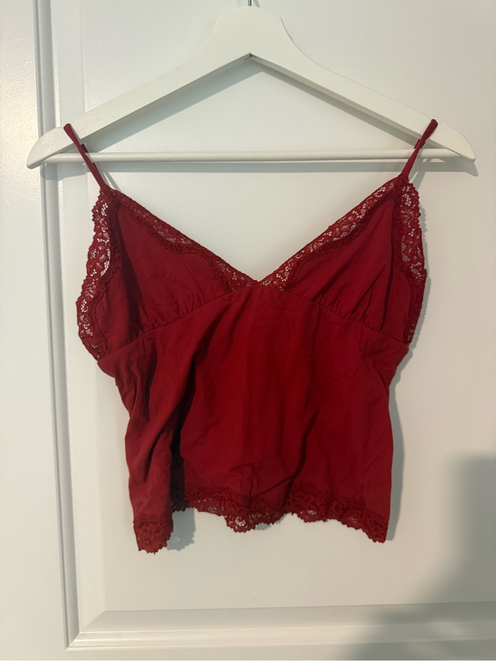 SKIMS Red Lace-Trim Camisole Tank